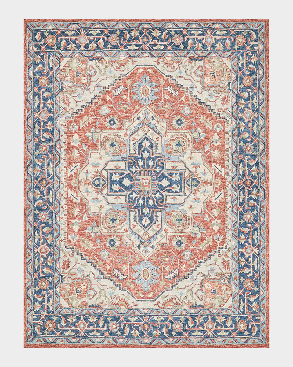 Richmond Serapi Hand-Tufted Red/Blue Rug, 6' x 9'